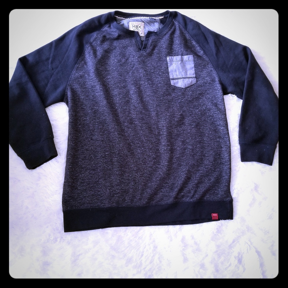 Men's Navy Blue V-Neck Sweatshirt